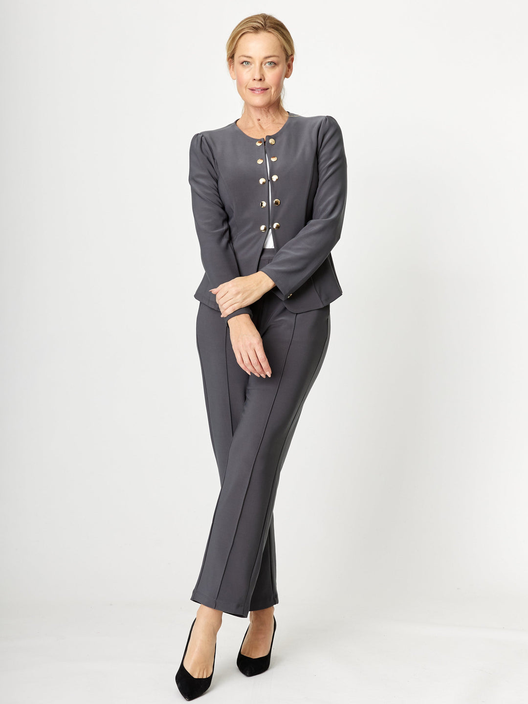 Gold Button Jacket - Steel - 32234
