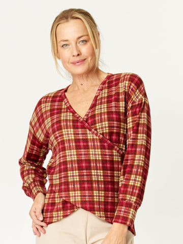 Wrap Check Top - Berry - 32244 - 