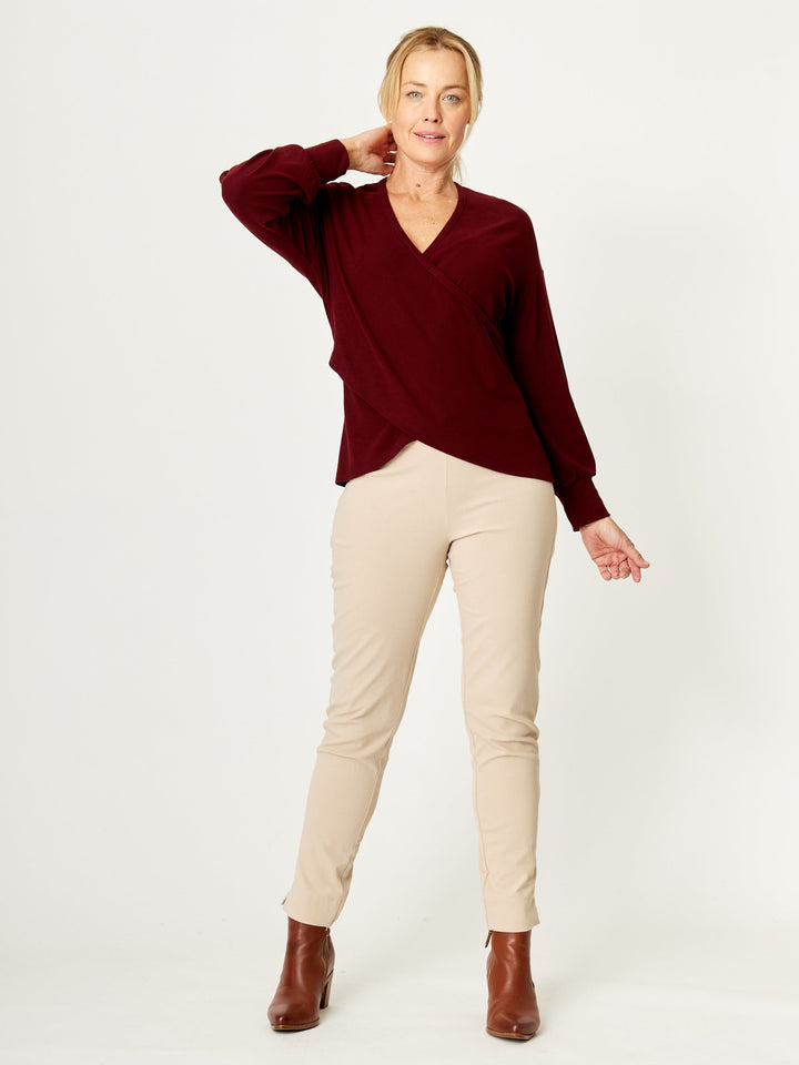 Wrap Core Knit Top - Berry - 32245
