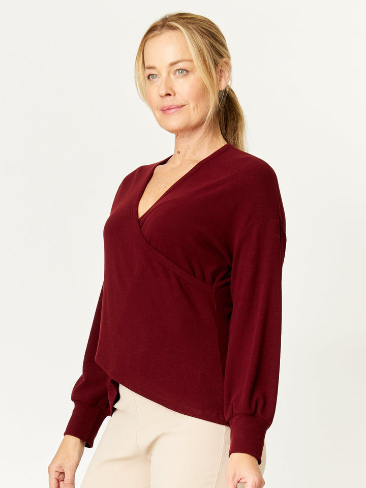 Wrap Core Knit Top - Berry - 32245