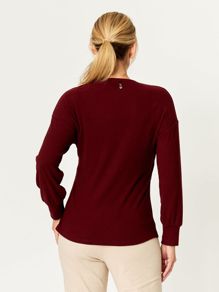 Wrap Core Knit Top - Berry - 32245