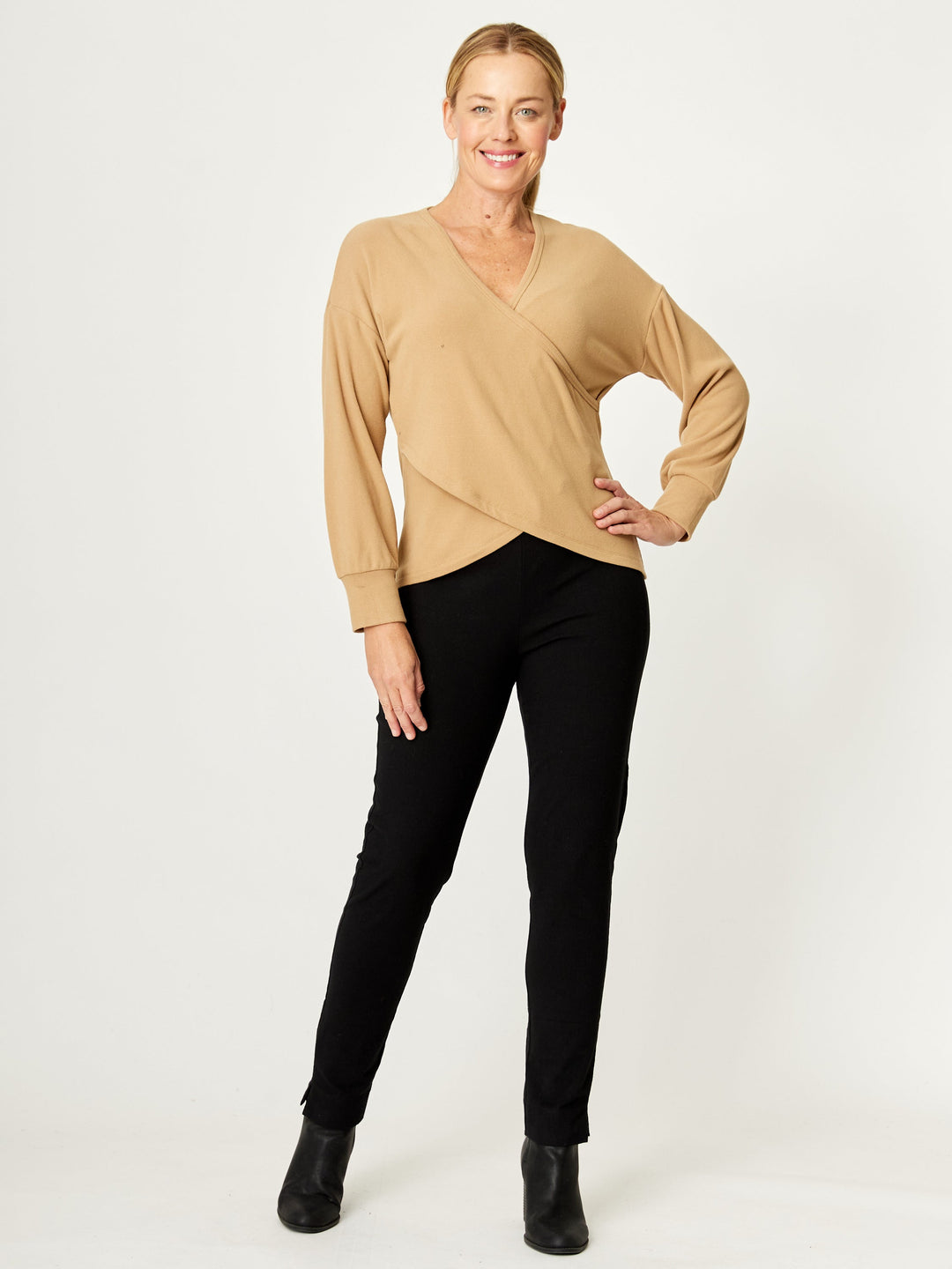 Wrap Core Knit Top - Camel - 32245
