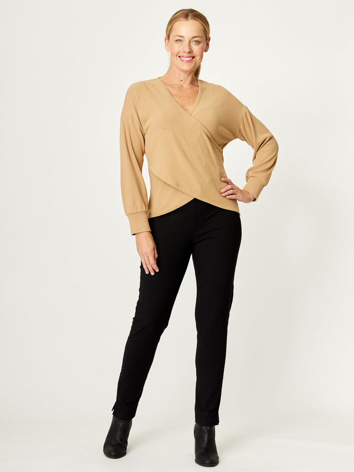 Wrap Core Knit Top - Camel - 32245