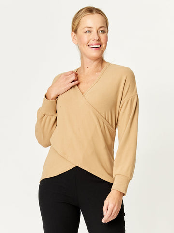 Wrap Core Knit Top - Camel - 32245 - 