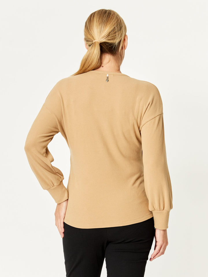 Wrap Core Knit Top - Camel - 32245