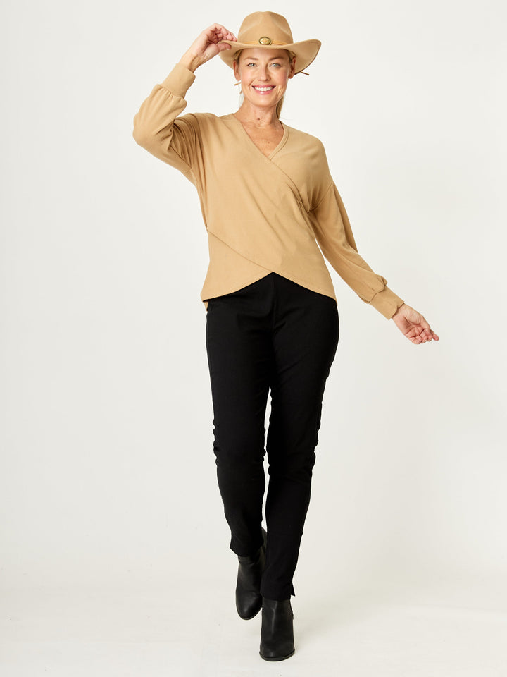 Wrap Core Knit Top - Camel - 32245
