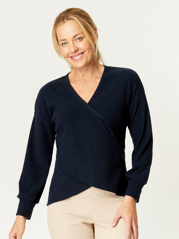 Wrap Core Knit Top - Navy - 32245 - 