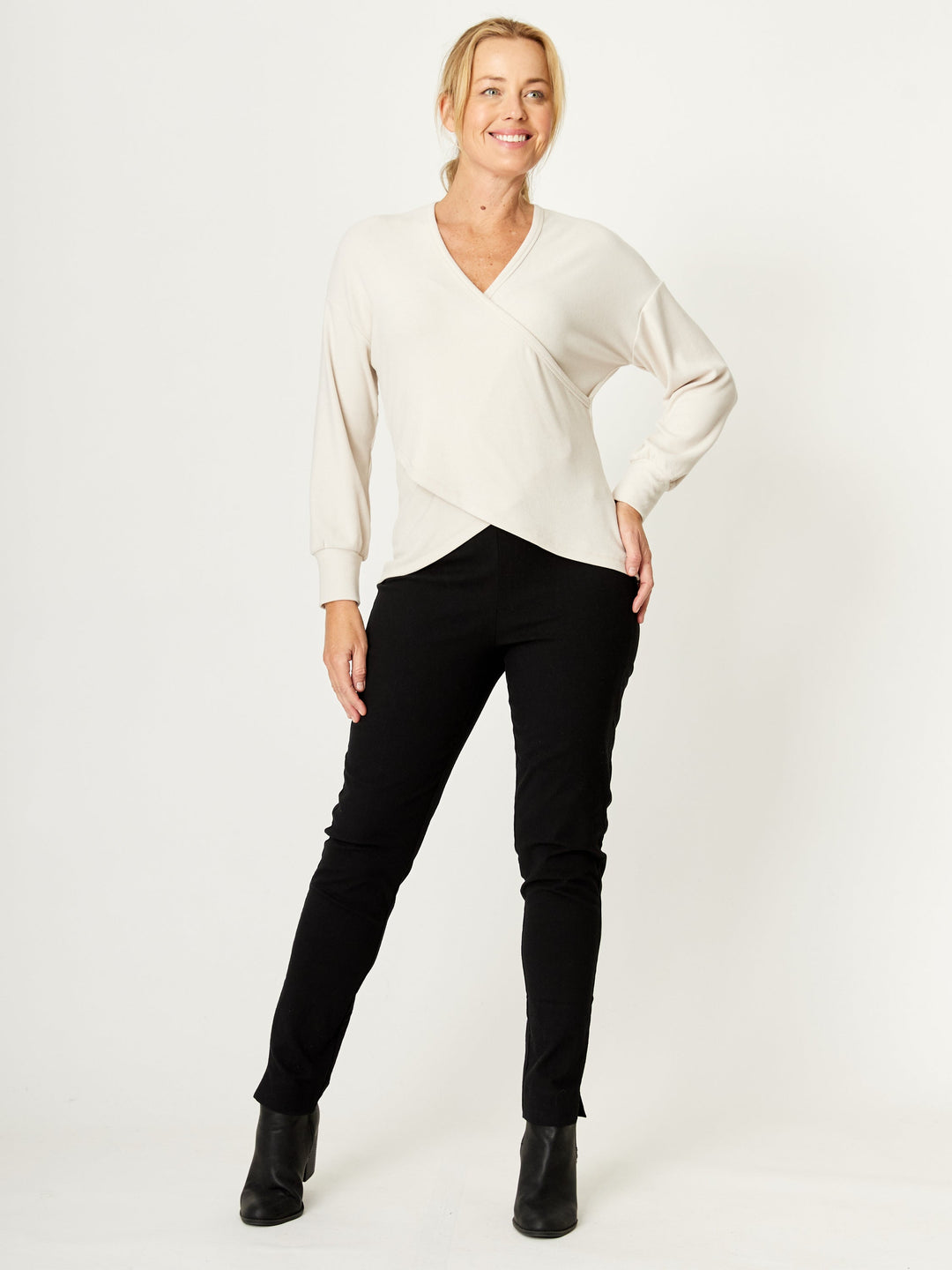 Wrap Core Knit Top - Sand - 32245