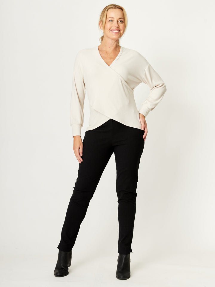 Wrap Core Knit Top - Sand - 32245
