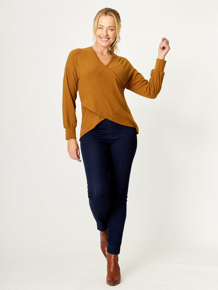 Wrap Core Knit Top - Toffee - 32245