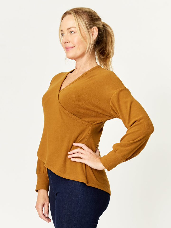 Wrap Core Knit Top - Toffee - 32245