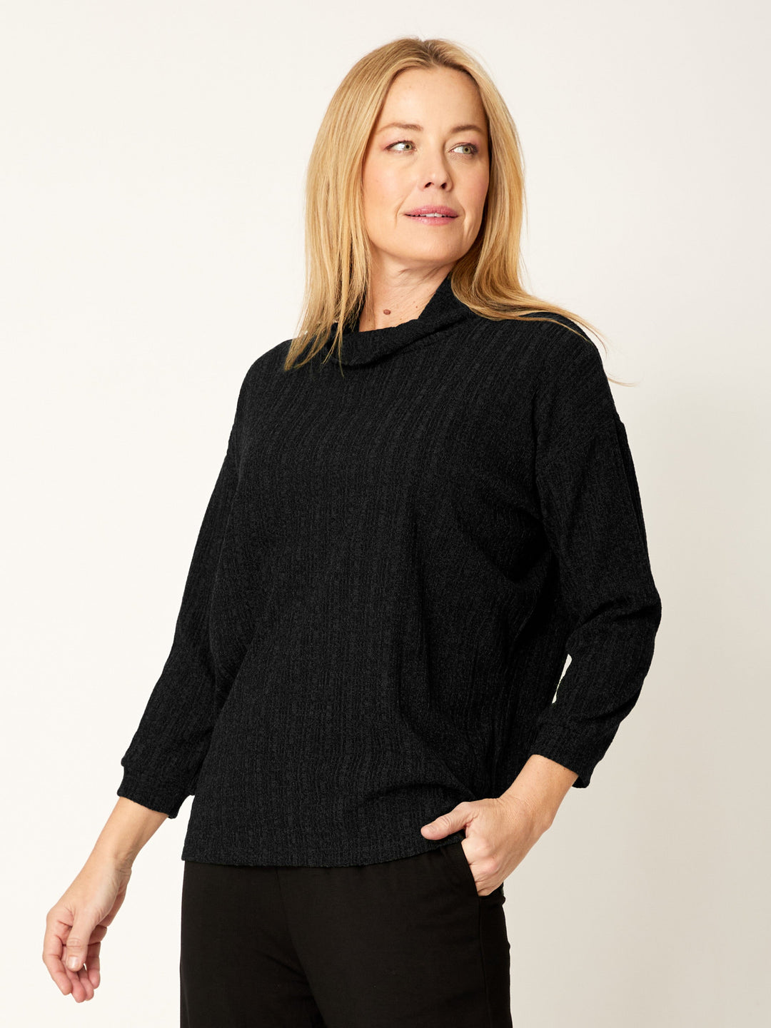 Knit Core Loose Cowl - Black - 32248