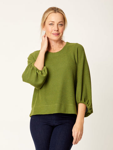 Color Pop Balloon Sleeve Top- Green - 32250 - Tops