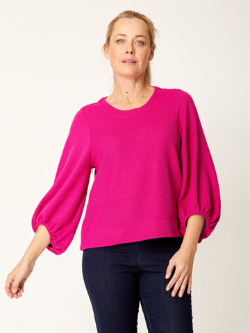 Color Pop Balloon Sleeve Top- Raspberry - 32250 - Cordelia St