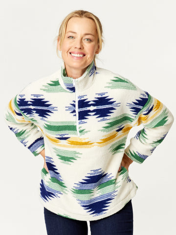 Printed Teddy Fleece 1/2 Zip Top- Mustard- 32255 - 