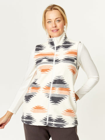 Printed Teddy Fleece Vest- Coral- 32258 - 