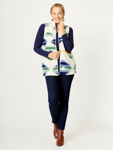 Printed Teddy Fleece Vest- Mustard- 32258 - 
