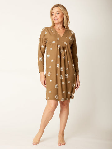 Chamois Print Night Dress - Beige/White  - 32271 - Cordelia St