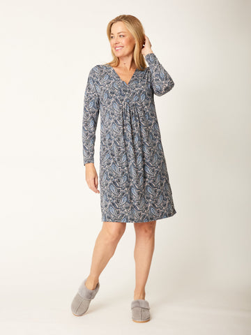Chamois Print Night Dress - Pink Paisley  - 32271 - Cordelia St