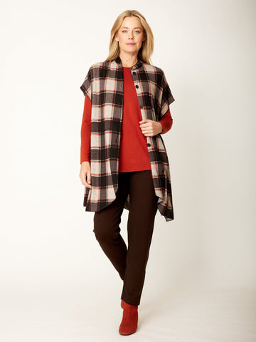 Check Knit Poncho - Rust - 32282 - 