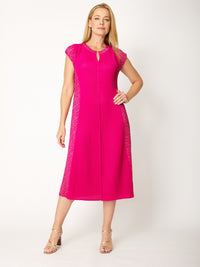 Shimmer Pleat Dress - Hot Pink - 32286
