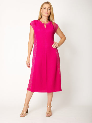 Shimmer Pleat Dress - Hot Pink - 32286 - OPM BY CORDELIA ST MUST GO