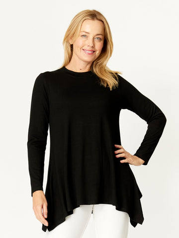 Andrea Hi Neck Swing Top - Black- 32316 - 