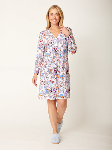 Chamois Print Night Dress - Lavender - 32271 - Cordelia St