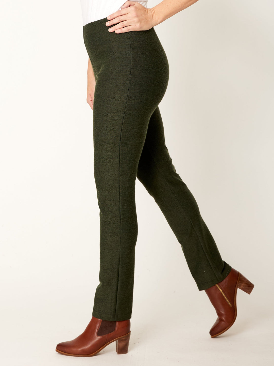 Textured Pencil Pant - Olive - 32327