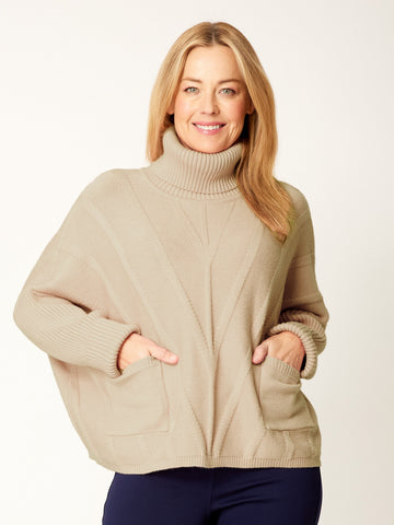 Cowl Chevron Hi Lo Knit - Sand - 32328 - All