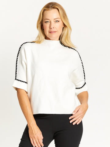 Piped Knit - Ivory/Black- 32331 - Cordelia St