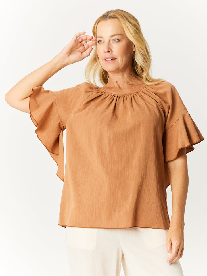 Core On Off Shoulder Top - Toffee - 32582