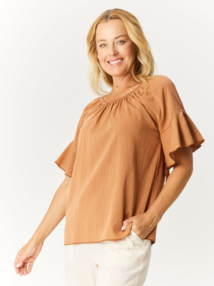 Core On Off Shoulder Top - Toffee - 32582