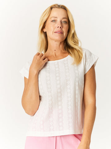 Flower Fields Tarin Top - White- 32656 - 