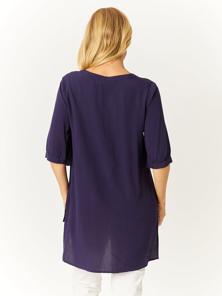 V Button Shirt- Navy -32430