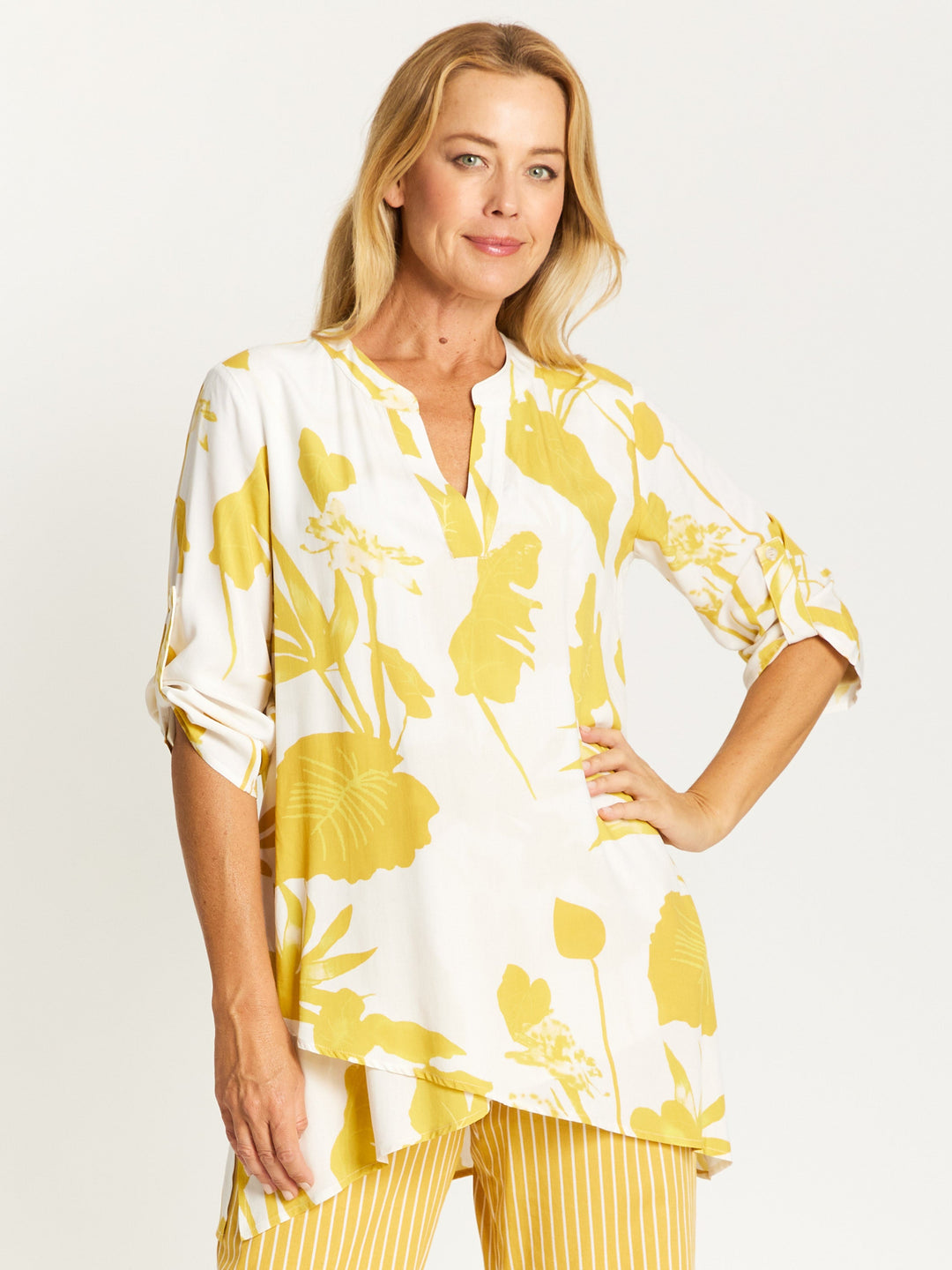 Summer Tunic Print Shirt - Lemon - 32447