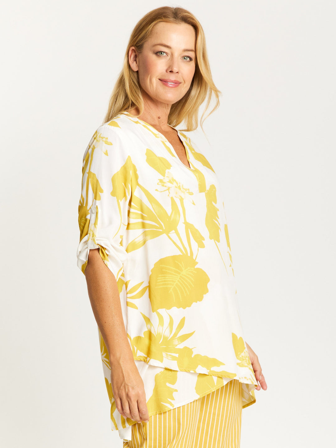 Summer Tunic Print Shirt - Lemon - 32447