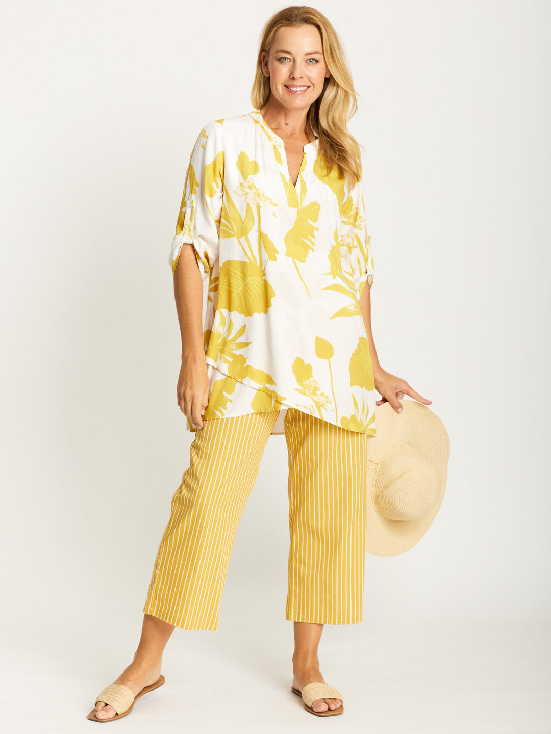 Summer Tunic Print Shirt - Lemon - 32447