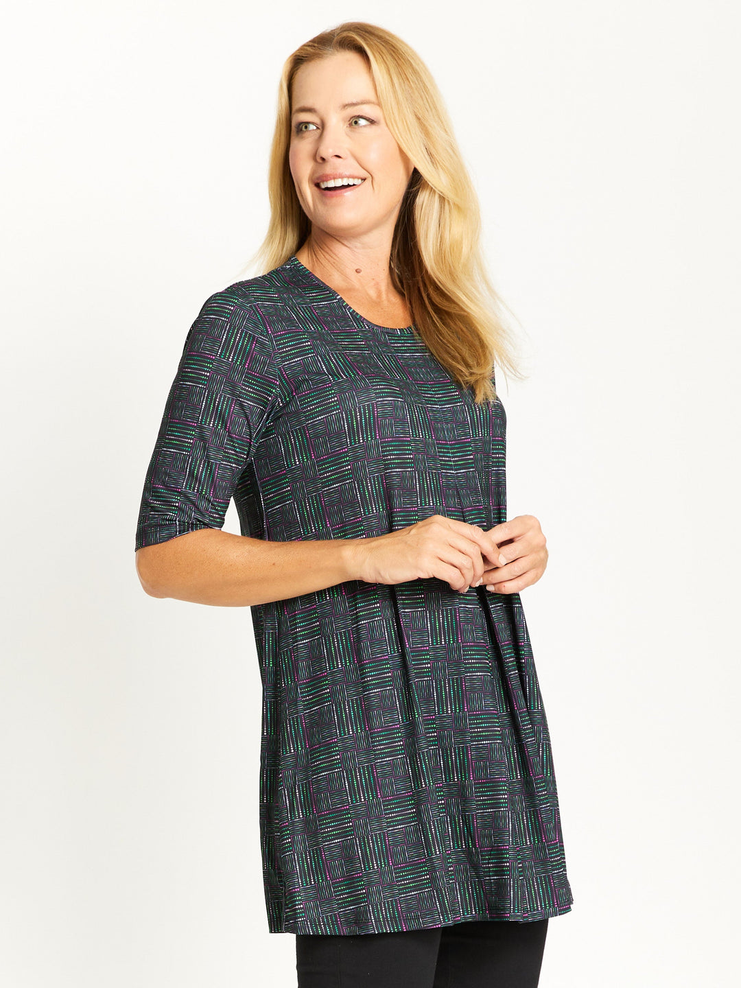 Chelsea Invert Print Top- Emerald -32467