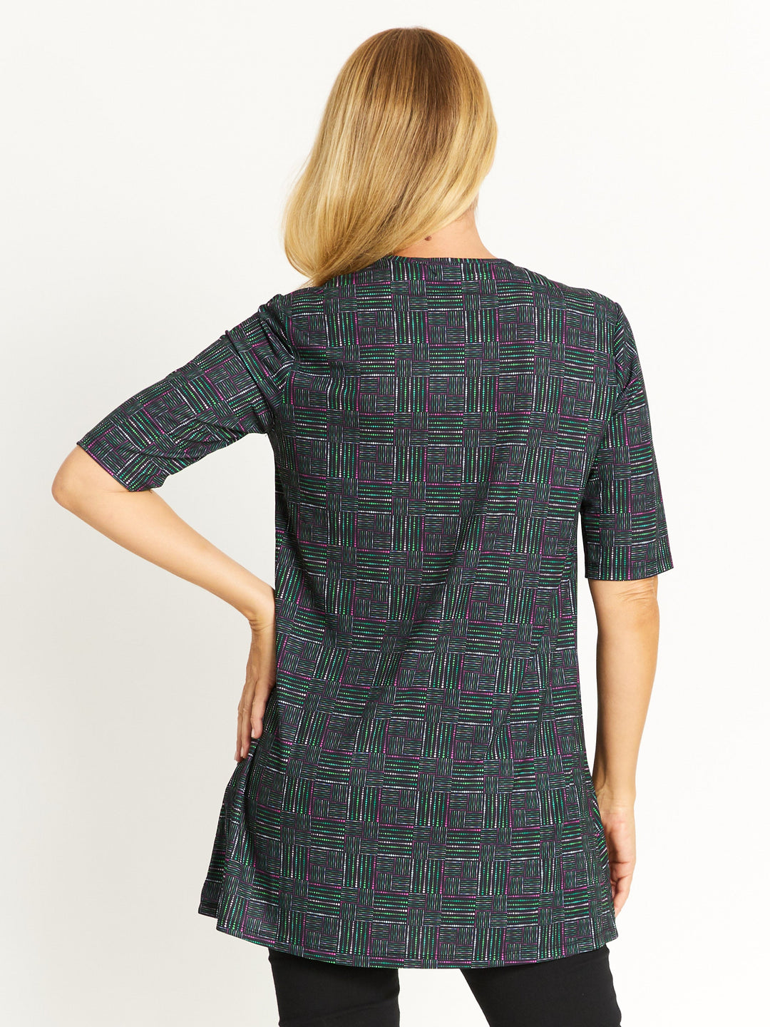 Chelsea Invert Print Top- Emerald -32467