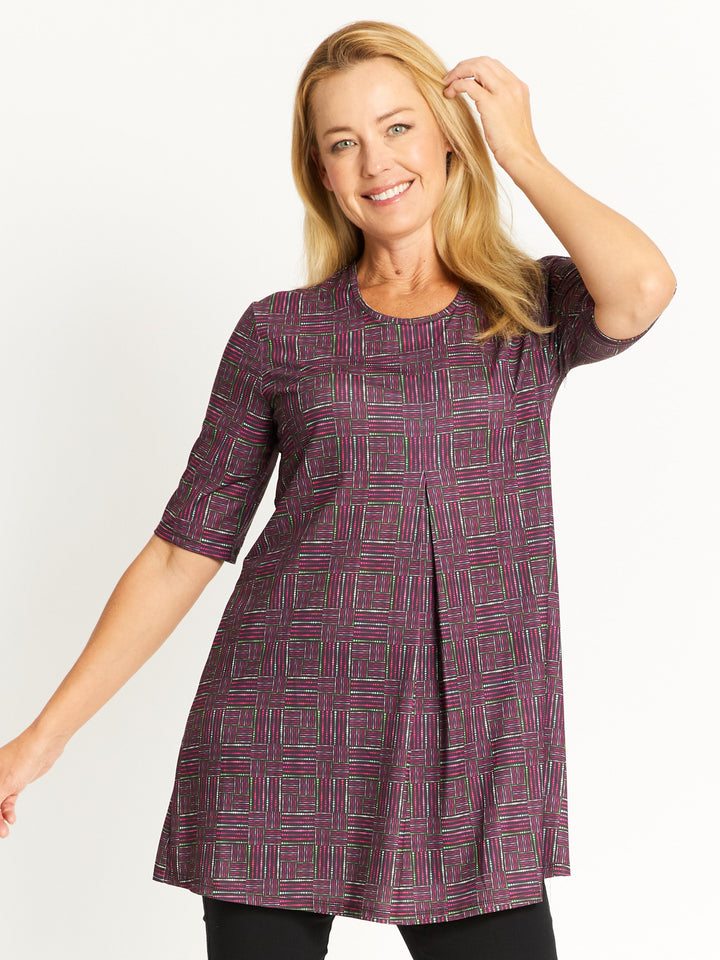 Chelsea Invert Print Top- Hotpink -32467