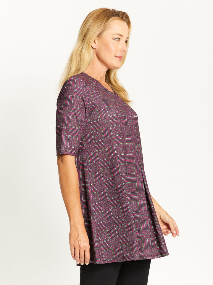 Chelsea Invert Print Top- Hotpink -32467