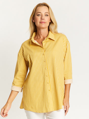 Lemon Stripes Tunic Shirt- Lemon- 32481 - 