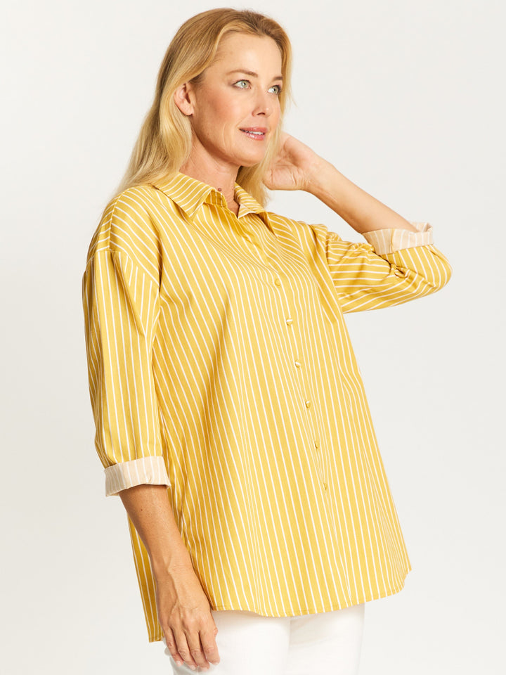 Lemon Stripes Tunic Shirt- Lemon- 32481
