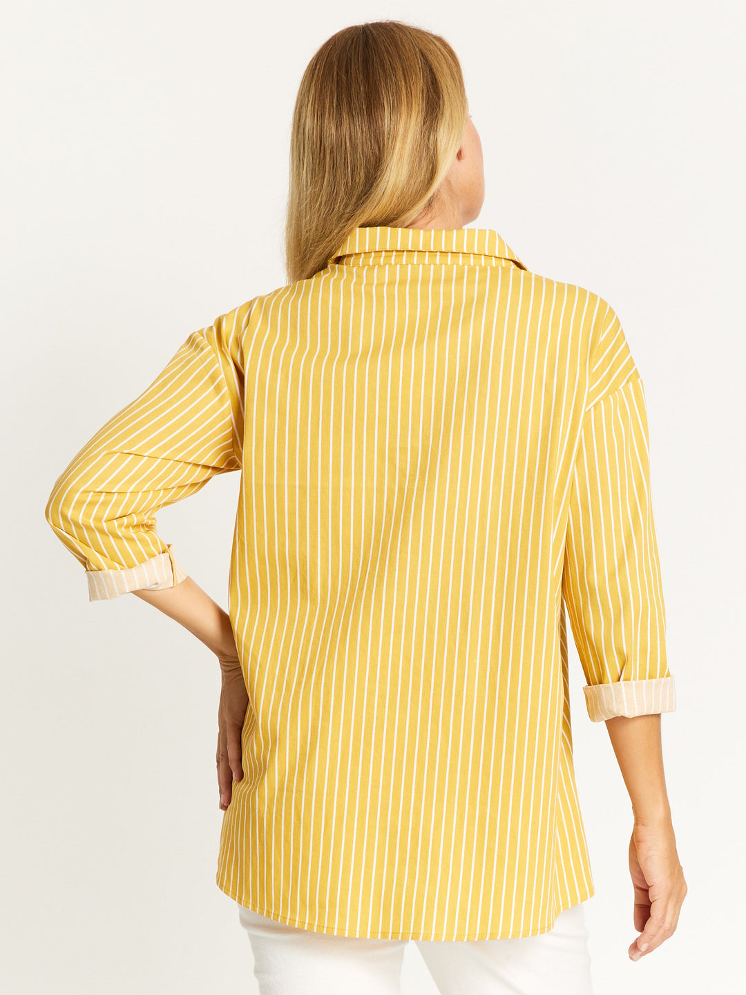Lemon Stripes Tunic Shirt- Lemon- 32481