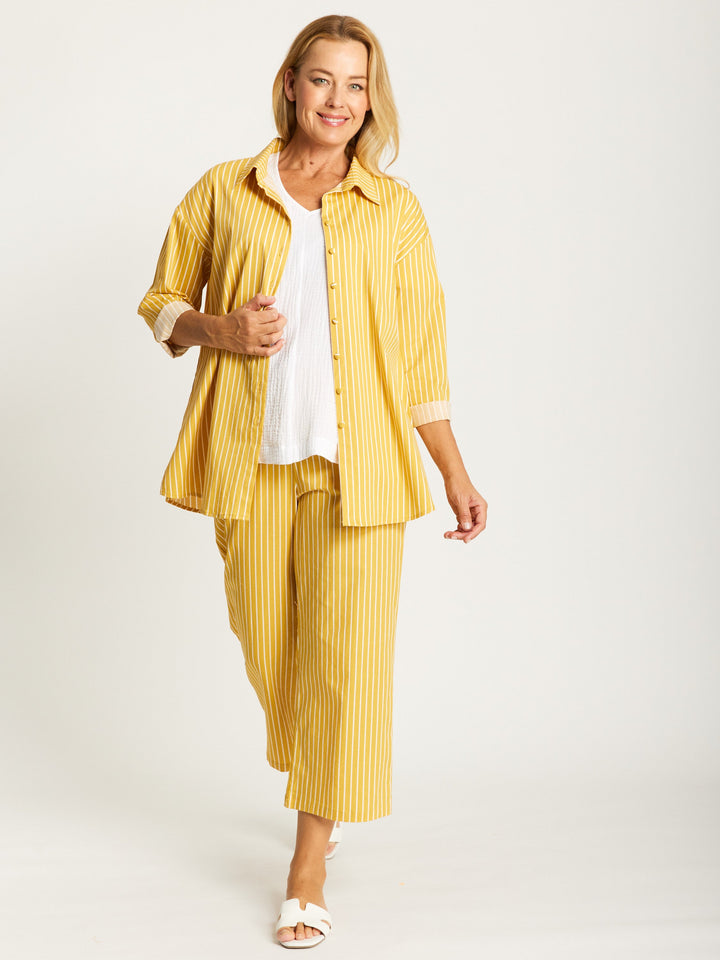 Lemon Stripes Tunic Shirt- Lemon- 32481