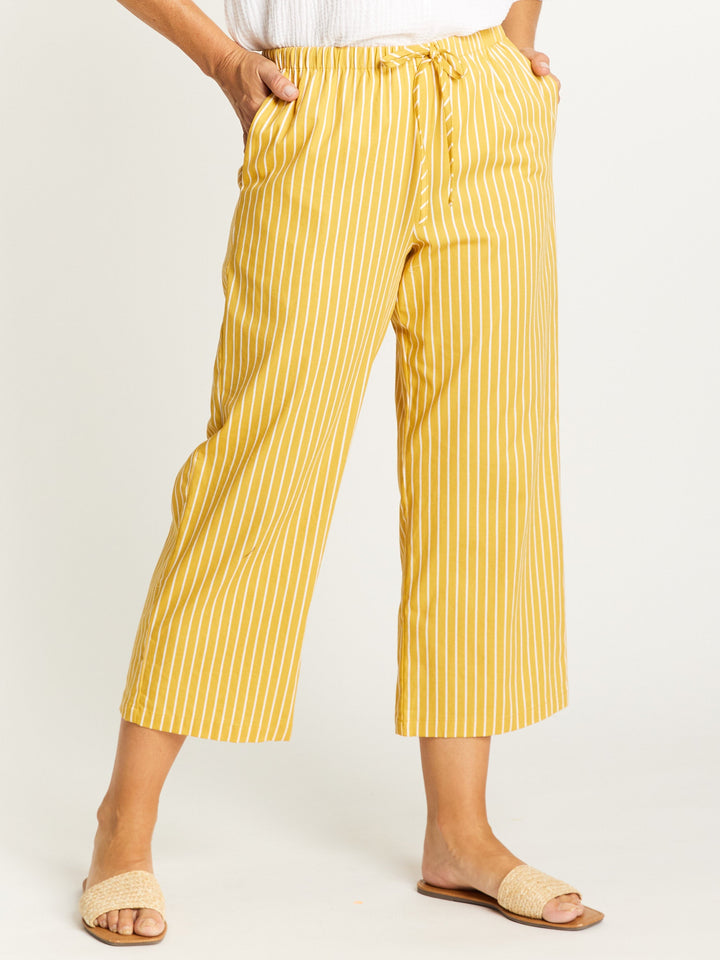 Lemon Stripes 7/8 Pant - Lemon- 32482