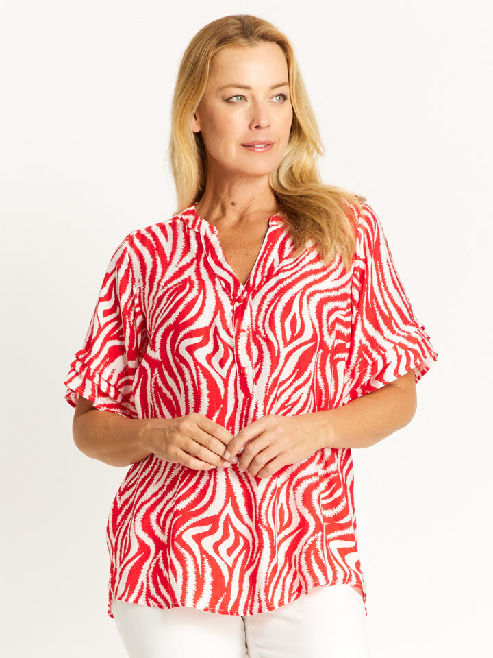 Zebra Mono Top - Red - 32488