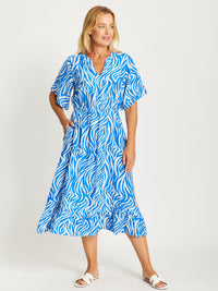 Zebra Mono Dress - Electric - 32489