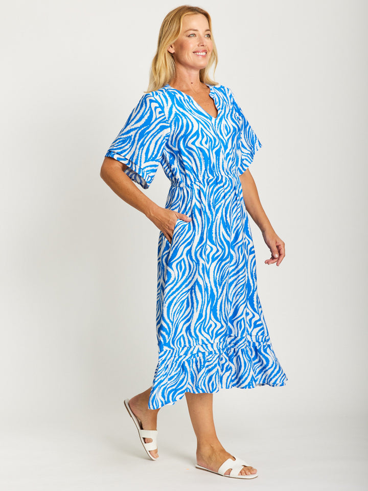 Zebra Mono Dress - Electric - 32489